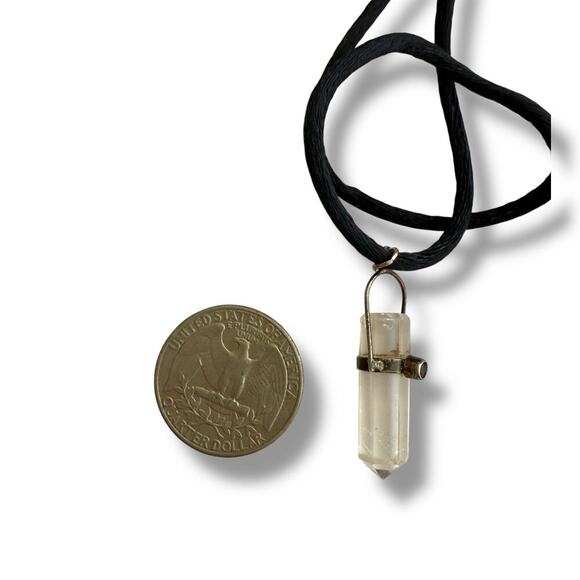 Sterling Silver & Natural Crystal Point Pendant Necklace - Picture 5 of 5